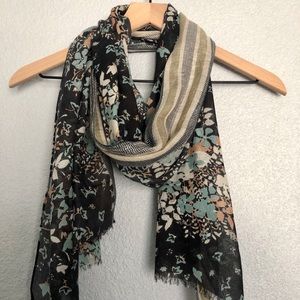 Floral and striped scarf